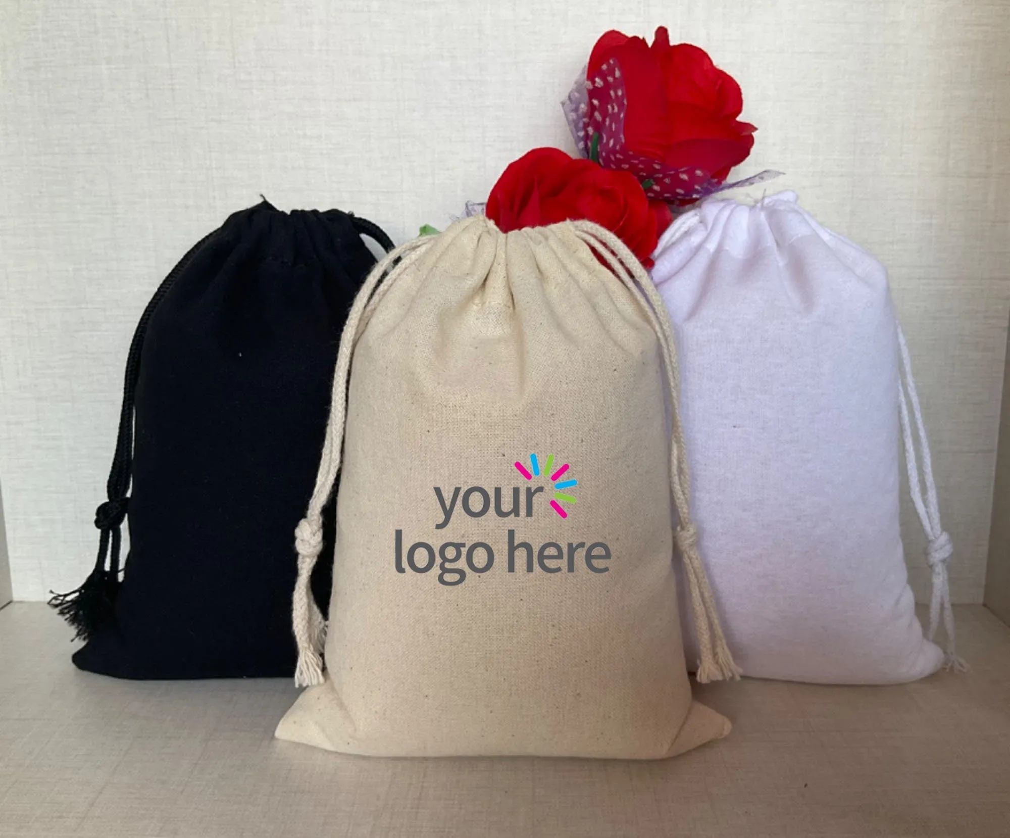 Muslin Bags - 100% Organic Cotton - Double Side Drawstring Bags-Available in Different sizes and quantities - Reusable Cotton Bags