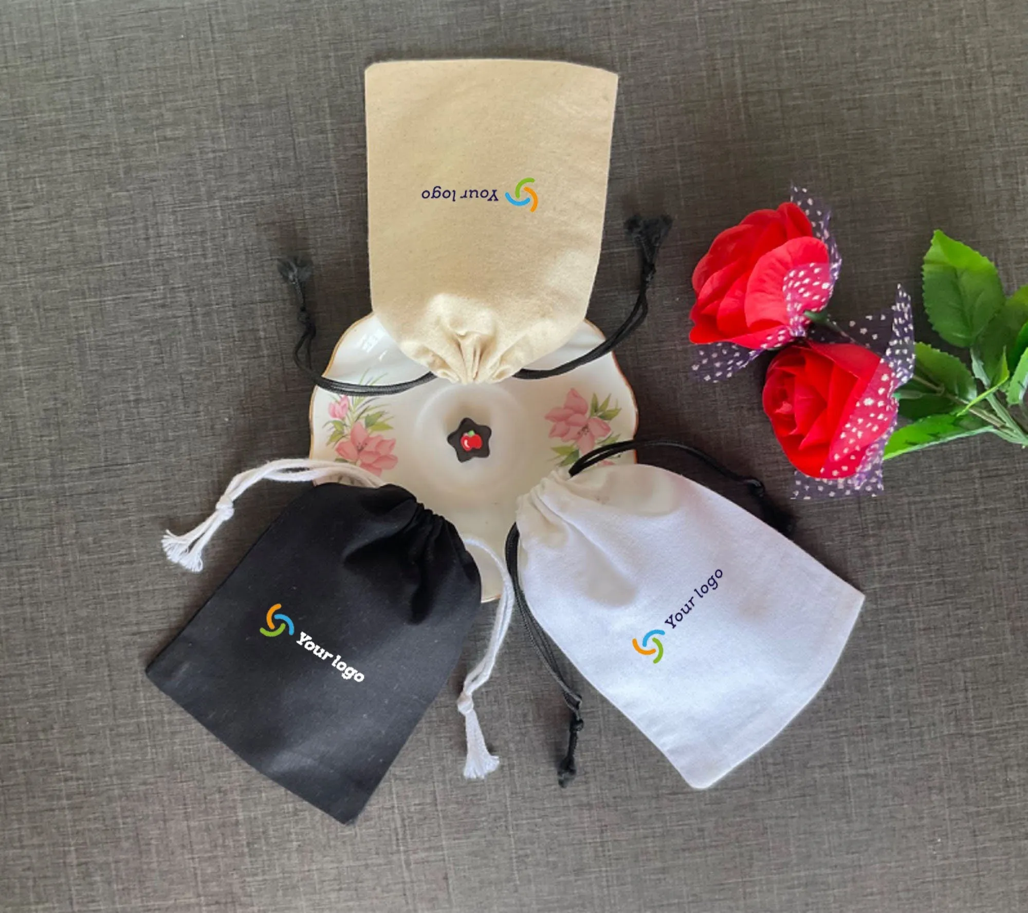 Muslin Bags - 100% Organic Cotton - Double Side Drawstring Bags-Available in Different sizes and quantities - Reusable Cotton Bags