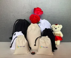 Muslin Bags - 100% Organic Cotton - Double Side Drawstring Bags-Available in Different sizes and quantities - Reusable Cotton Bags