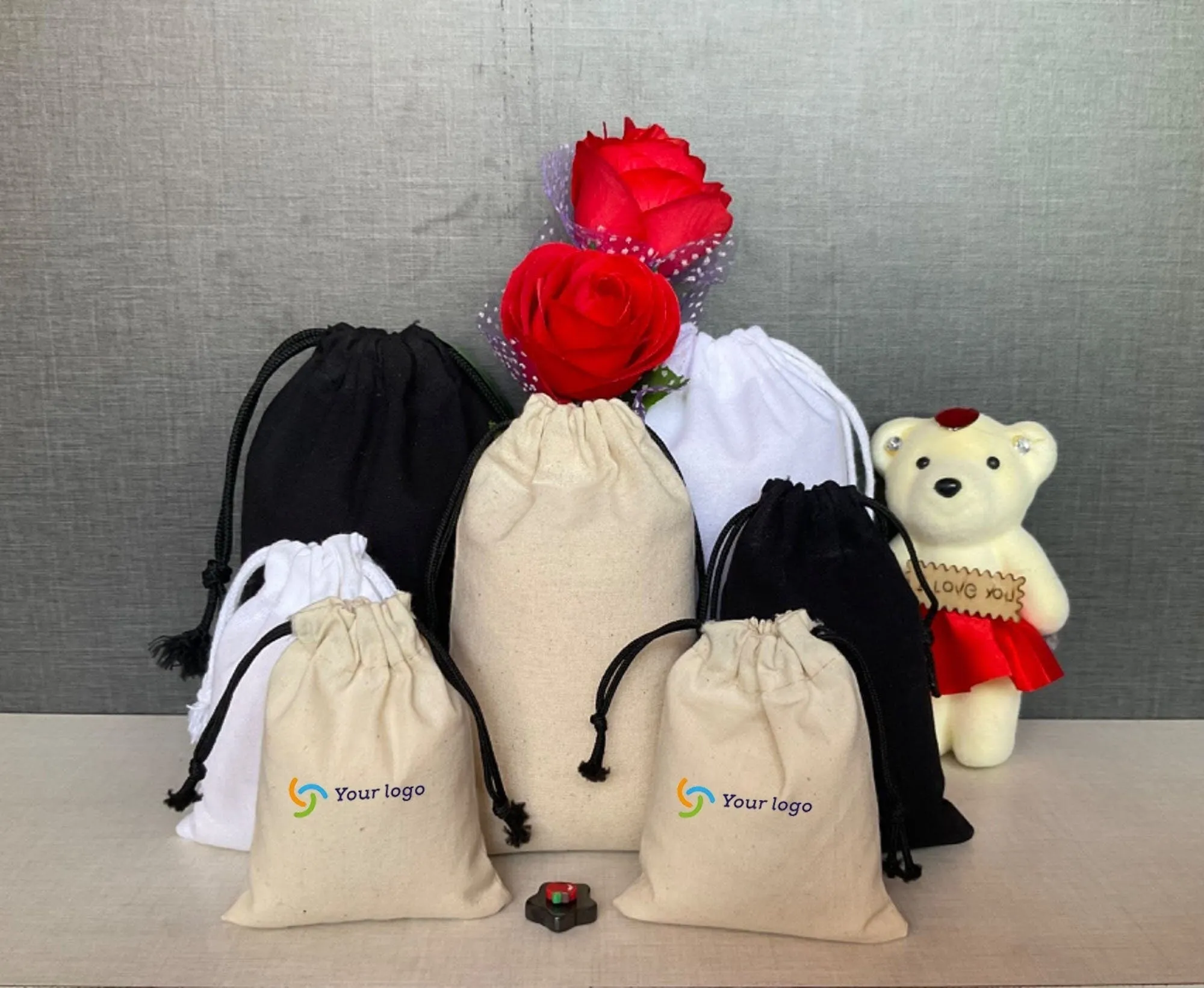Muslin Bags - 100% Organic Cotton - Double Side Drawstring Bags-Available in Different sizes and quantities - Reusable Cotton Bags