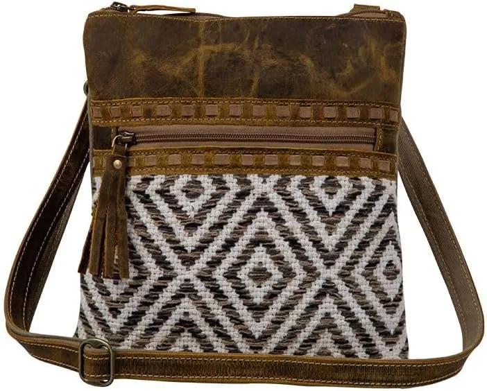 Myra Bag Purses for Women - Tribal-Inspired Mini Purses for Women, Sand Weaver Upcycled Woven Rug, Canvas, and Leather Crossbody Purse