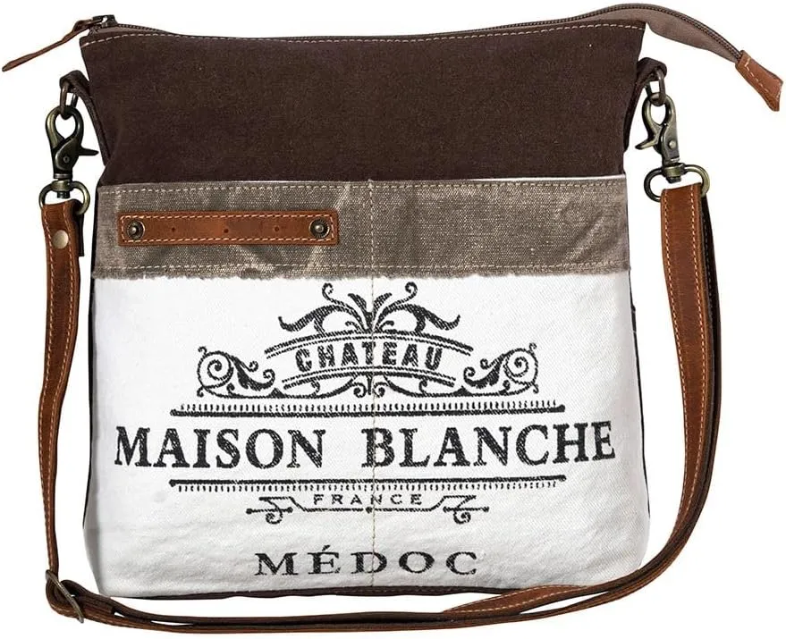 Myra Bag Shoulder Bag for Women - Western Upcycled Canvas Leather Handbag - Chateau Maison Blanche