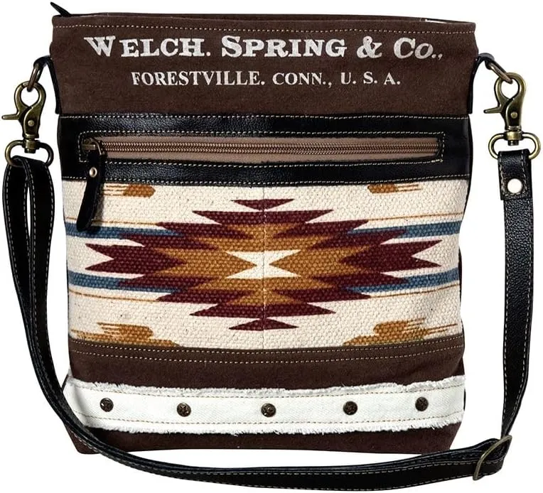 Myra Bag Shoulder Bag for Women - Western Upcycled Canvas Leather Handbag - Welch Spring