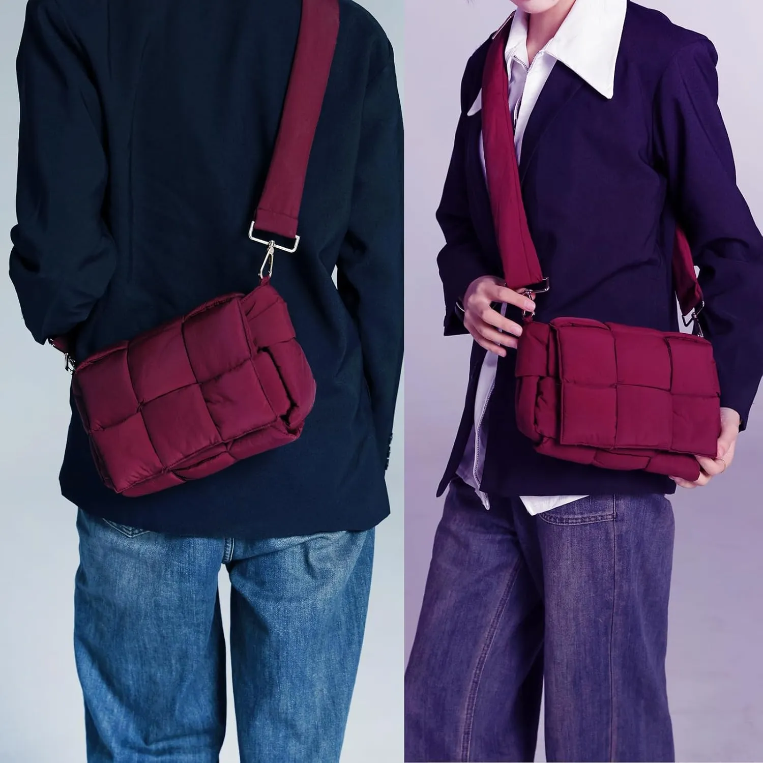 NAARIIAN Shoulder bags for women, Light-weight small puffer purses waterproof, hand-woven puffy bag crossbody handbag