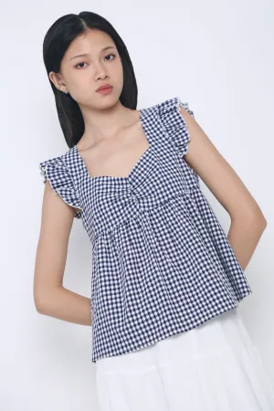 Naomi Picnic Gingham Blouse Navy