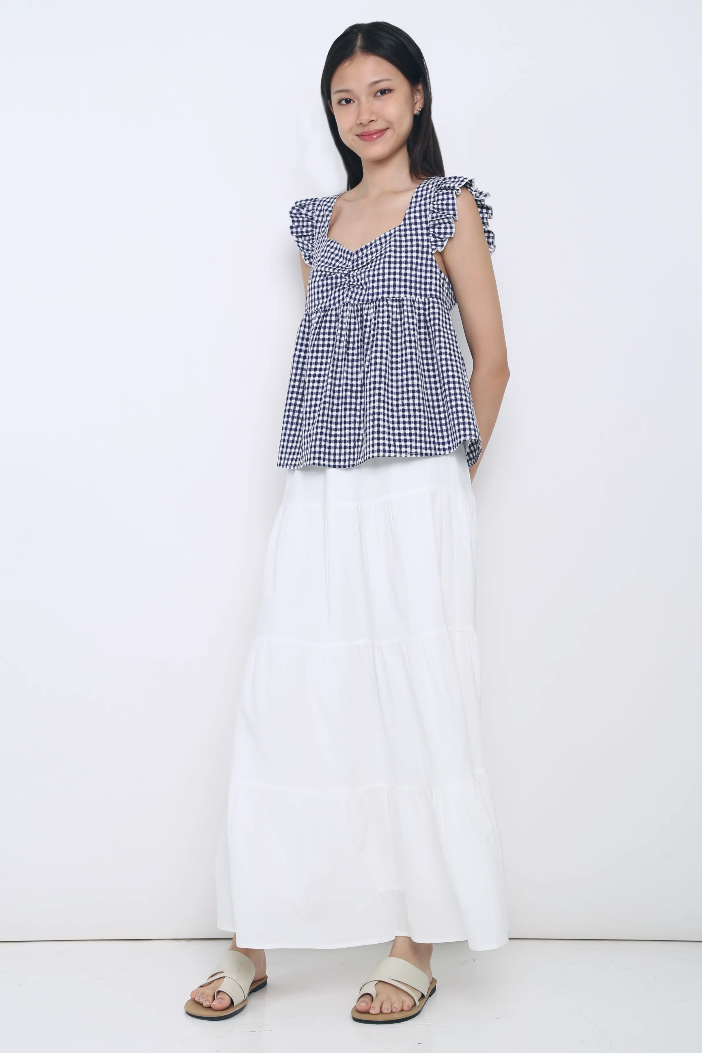 Naomi Picnic Gingham Blouse Navy