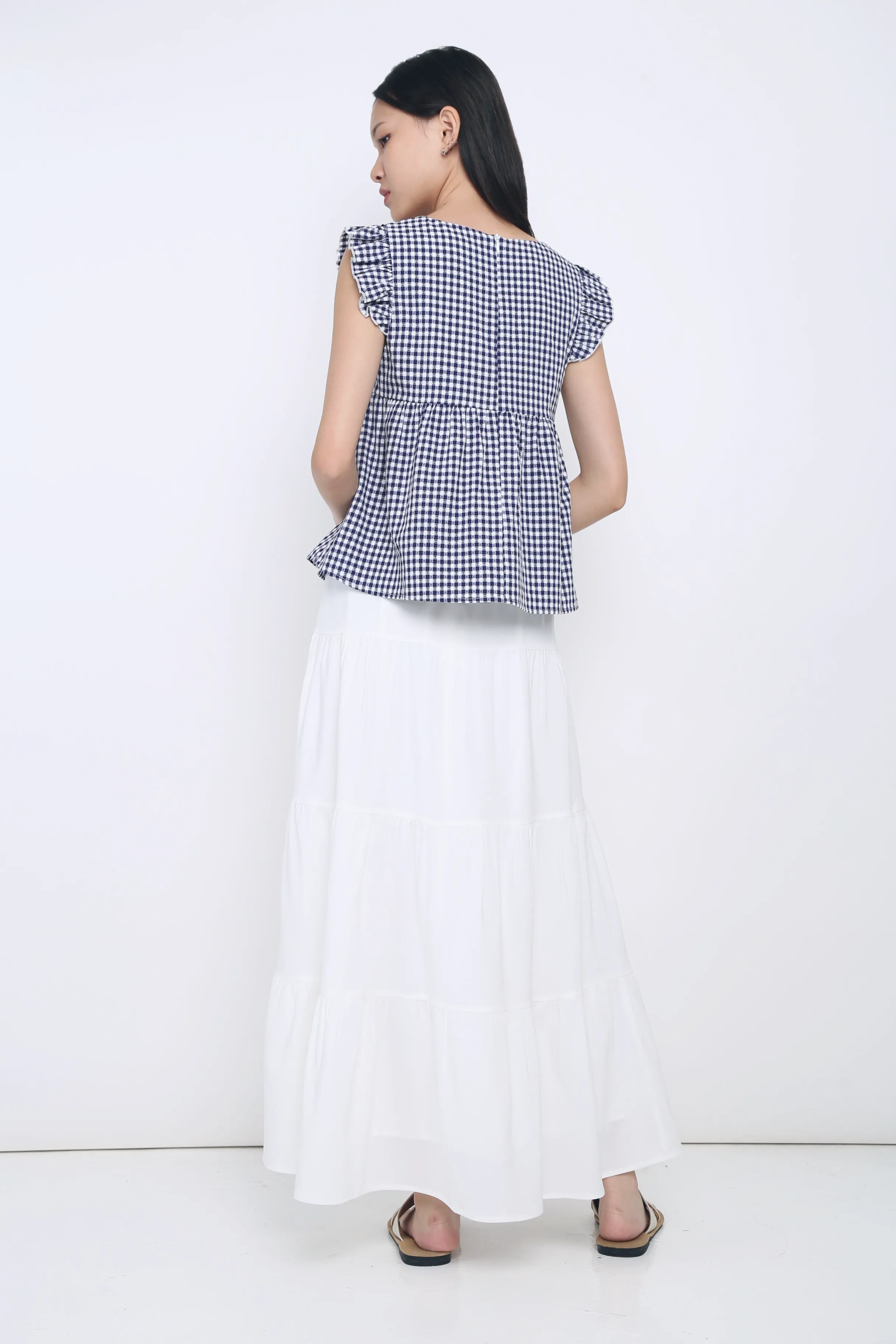 Naomi Picnic Gingham Blouse Navy