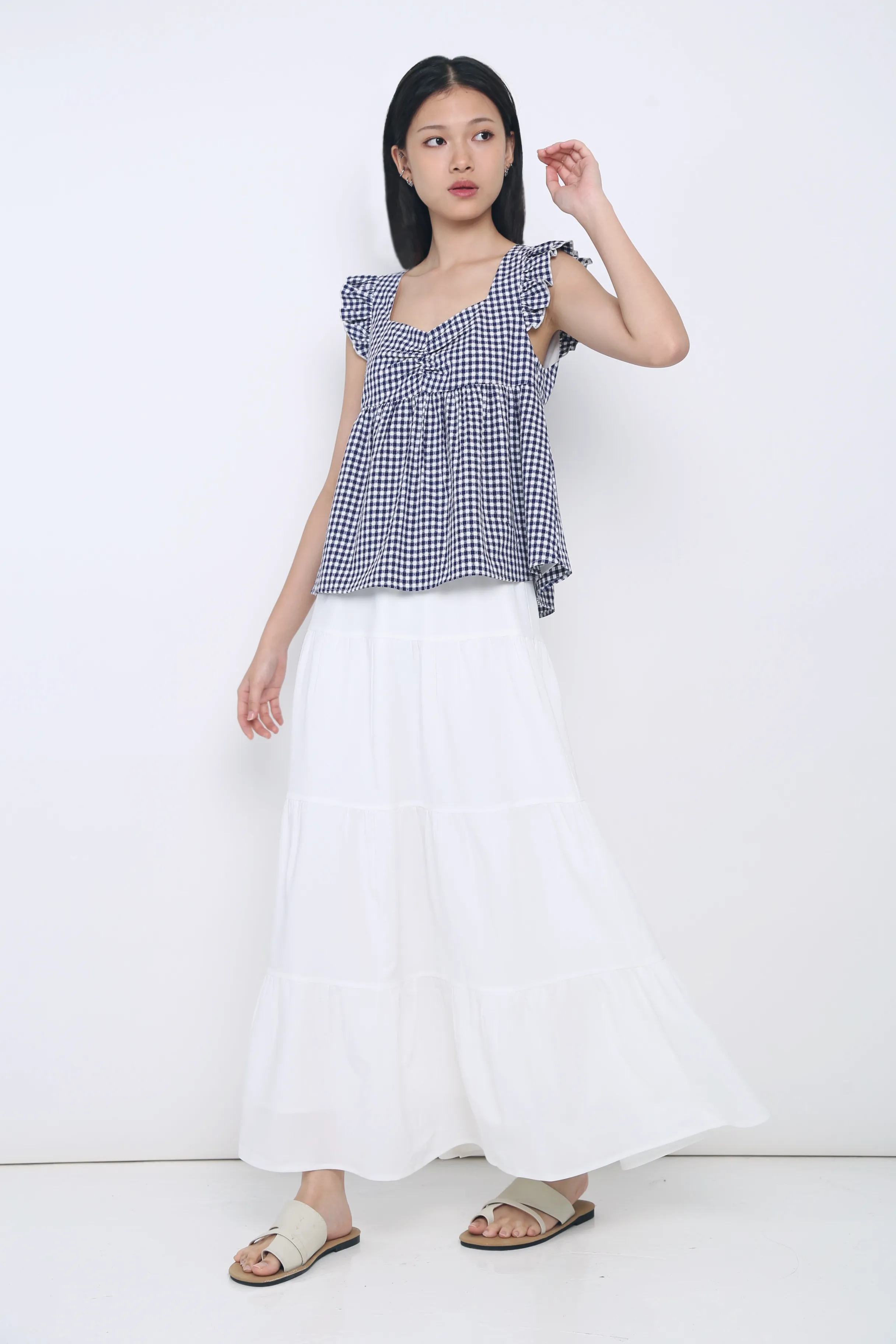 Naomi Picnic Gingham Blouse Navy