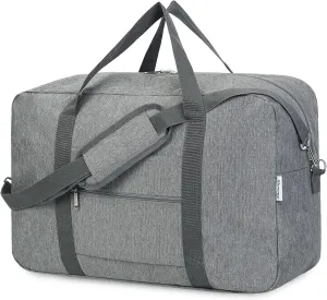 Narwey Foldable Carry on Luggage 22x14x9 Airline Approved Duffle Bag for Travel Packable Duffel Bag for Traveling Airplane for Women and Men 40L (Grey (With Shoulder Strap))