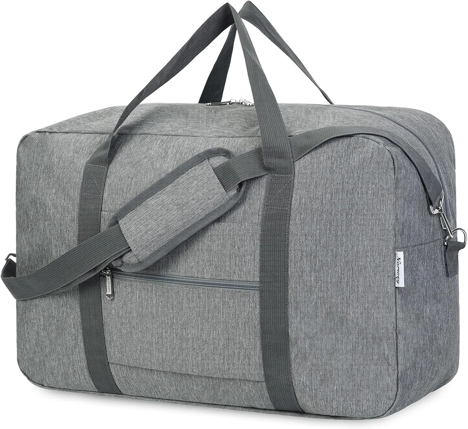 Narwey Foldable Carry on Luggage 22x14x9 Airline Approved Duffle Bag for Travel Packable Duffel Bag for Traveling Airplane for Women and Men 40L (Grey (With Shoulder Strap))
