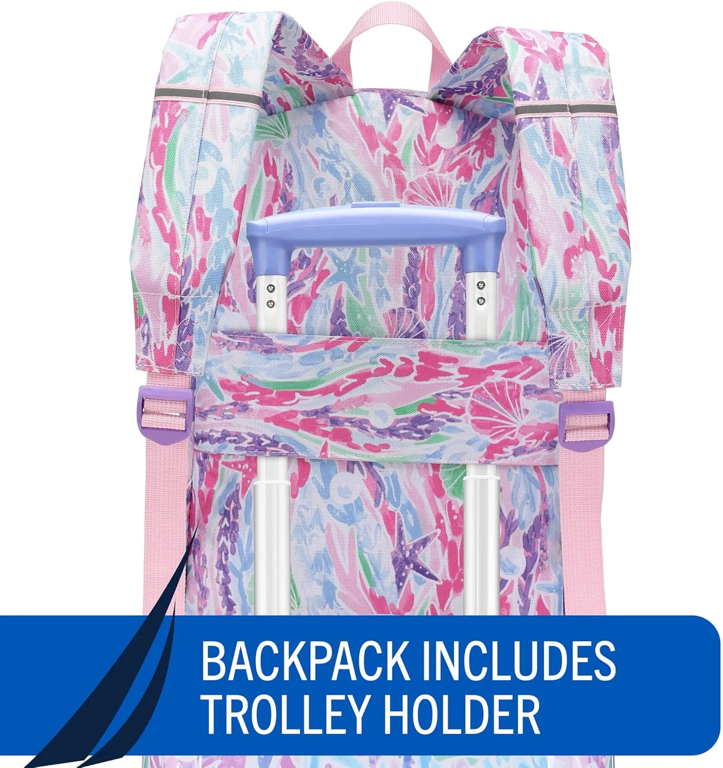 NAUTICA Kids Luggage - 18" Airline Approved Rolling Hardside Upright Carry-on Suitcase Set with Wheels (Pastel Shell | 5pc Travel Set)