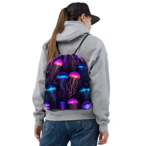 Neon Jellyfish Drawstring Bag