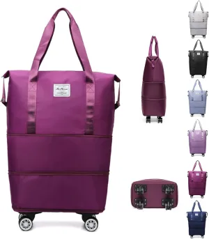 New Large Capacity Travel Bag,Kulken Beente Pepepo Travel Bag With Wheels,Expandable Foldable Duffle,Universal Wheel Removable Duffle