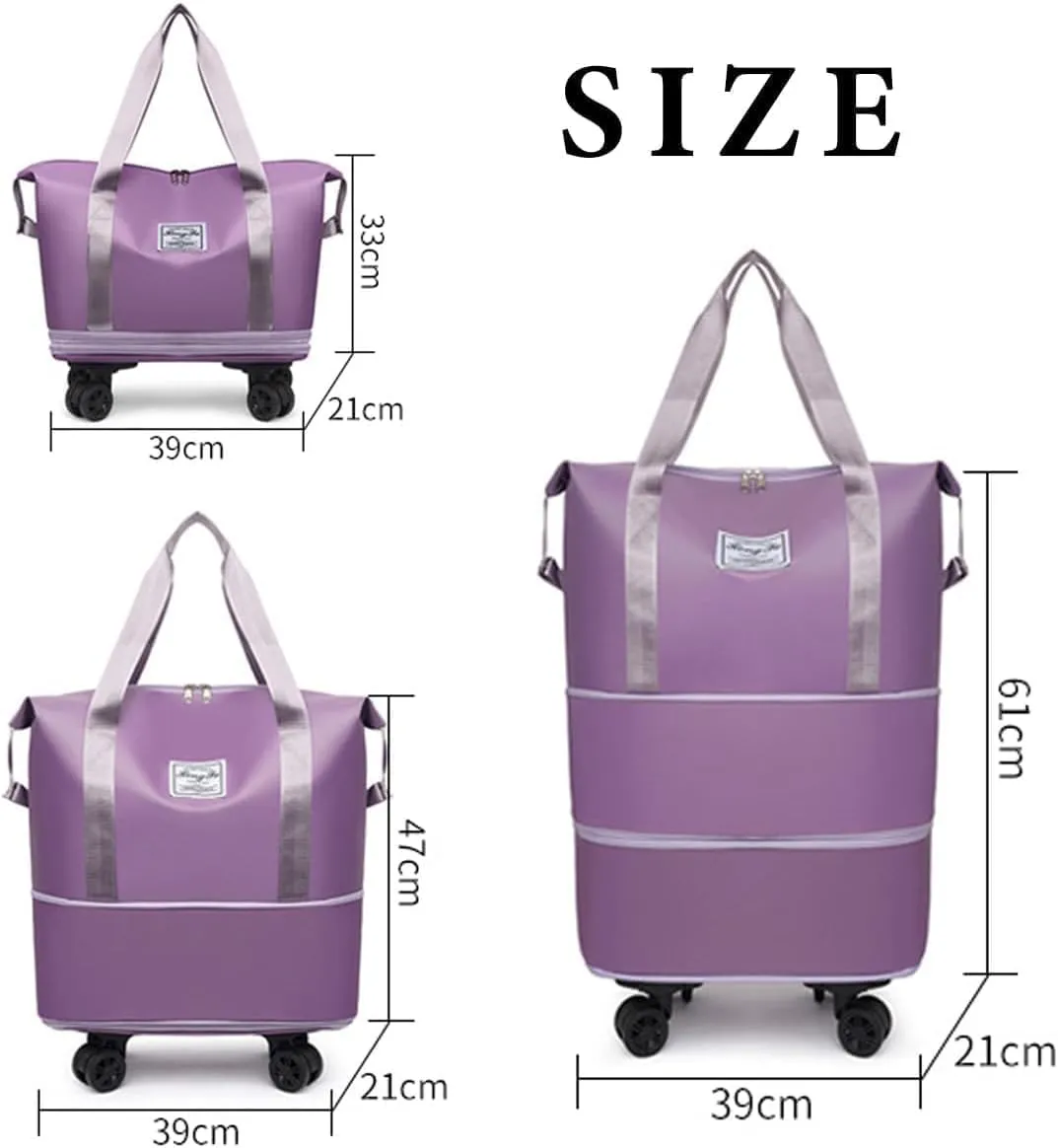 New Large Capacity Travel Bag,Kulken Beente Pepepo Travel Bag With Wheels,Expandable Foldable Duffle,Universal Wheel Removable Duffle