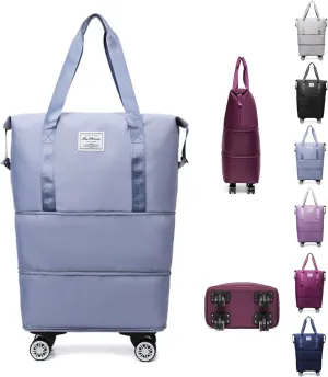 New Large Capacity Travel Bag,Kulken Beente Pepepo Travel Bag With Wheels,Expandable Foldable Duffle,Universal Wheel Removable Duffle
