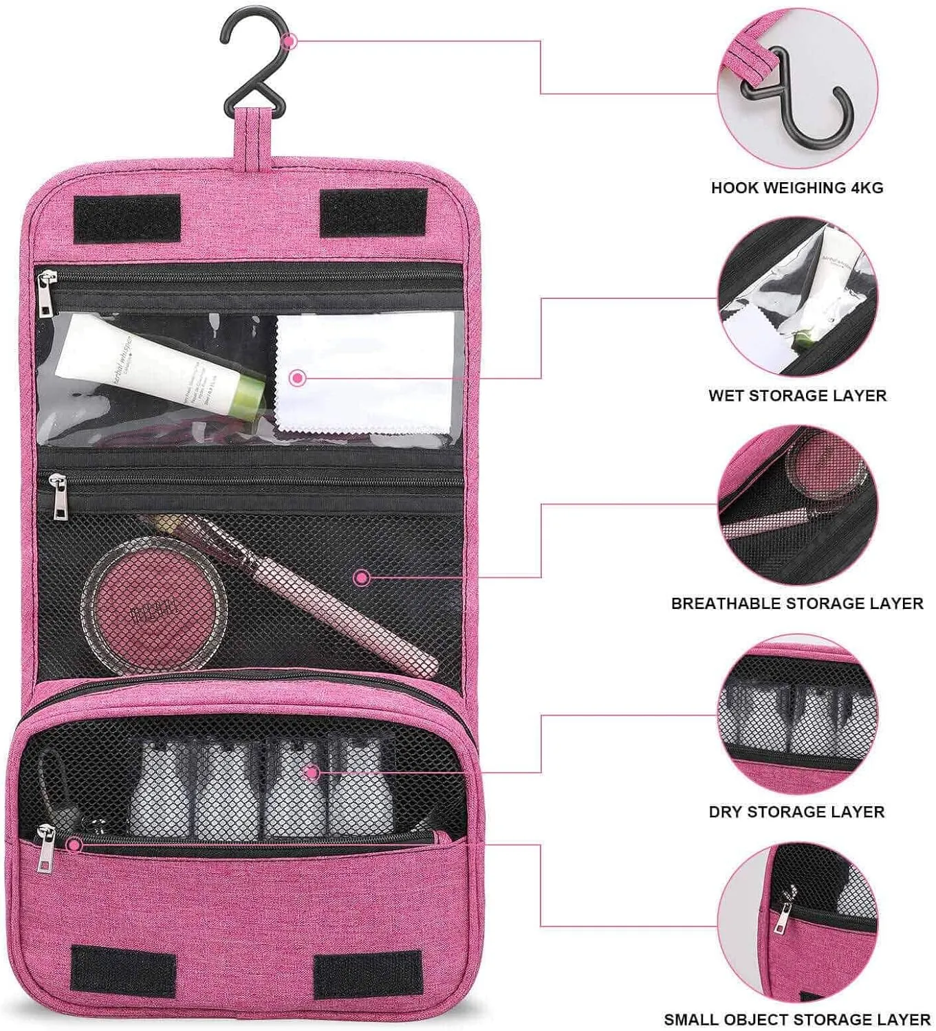 New York Theme,Travel Toiletry Hanging Bag Waterproof Bags,View of Nyc Full,Makeup bag Organizers, Cosmetic Travel-Sized Container,Large Capacity for Women,Blue
