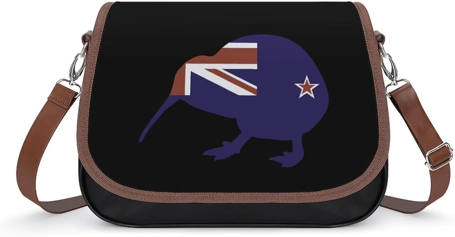 New Zealand Flag Kiwi Cute Crossbody Purses for Women Leather Shoulder Bag Adjustable Shoulder Strap Handbag