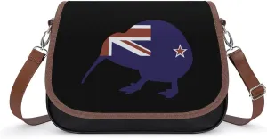 New Zealand Flag Kiwi Cute Crossbody Purses for Women Leather Shoulder Bag Adjustable Shoulder Strap Handbag