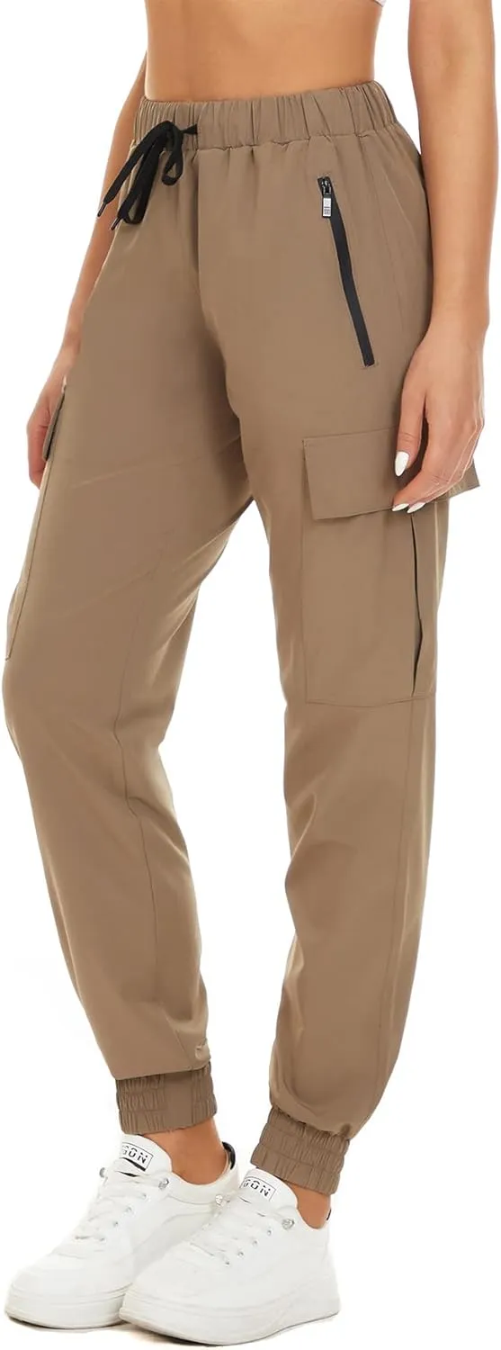 NEYOUQE Women's Hiking Quick Dry Sports Running Pants Solid Color Casual Sweatpants Fitness with Pockets Summer Jogging Yoga