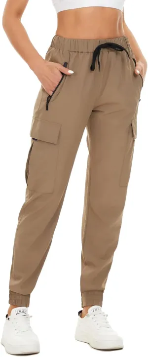 NEYOUQE Women's Hiking Quick Dry Sports Running Pants Solid Color Casual Sweatpants Fitness with Pockets Summer Jogging Yoga