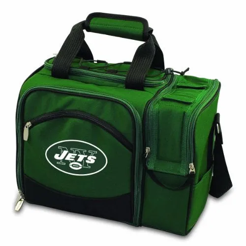 NFL NEW YORK JETS MALIBU INSULATED SHOULDER PACK WITH DELUXE PICNIC SERVICE FOR TWO