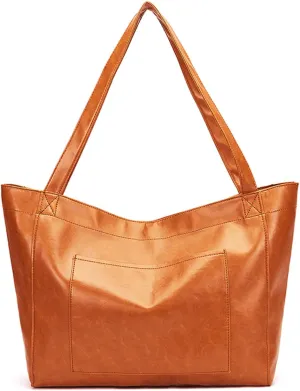 NICOLE & DORIS Large Shoulder Tote for Women - Casual Soft Leather PU Shopping Handbag - Travel Work Hobo Bag