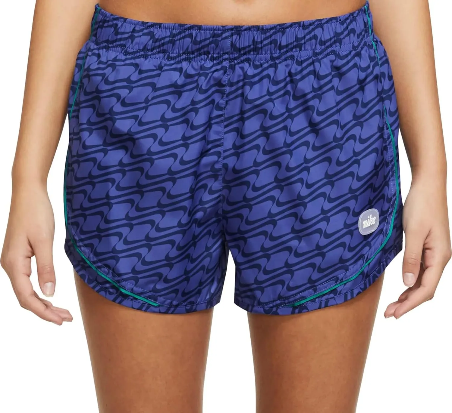 Nike Women's Tempo Pace Running Shorts 2.0 (US, Alpha, X-Large, Regular, Regular, Blue Swirl/Green)