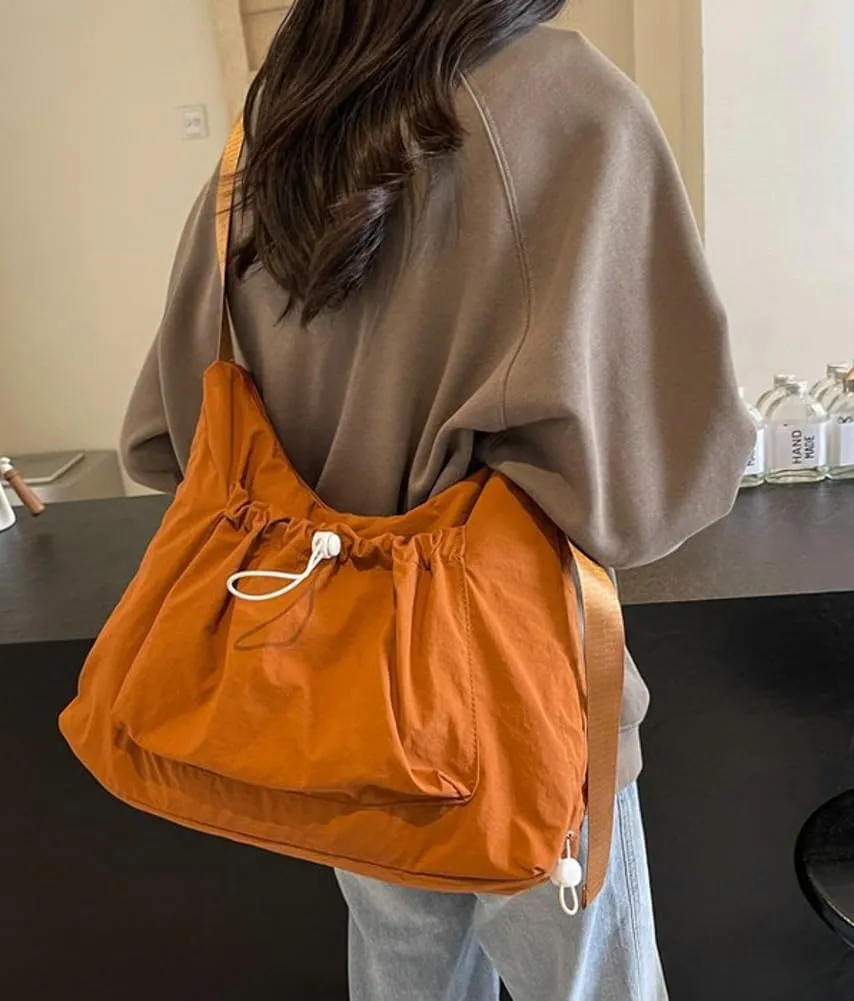 Nylon Solid Color Crossbody for Women Trendy Drawstring Dumpling Bags Shoulder Bag Underarm Bag