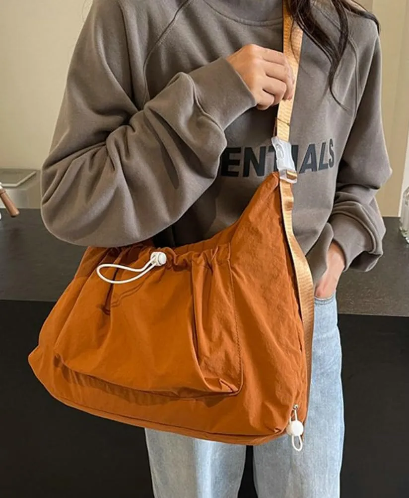 Nylon Solid Color Crossbody for Women Trendy Drawstring Dumpling Bags Shoulder Bag Underarm Bag