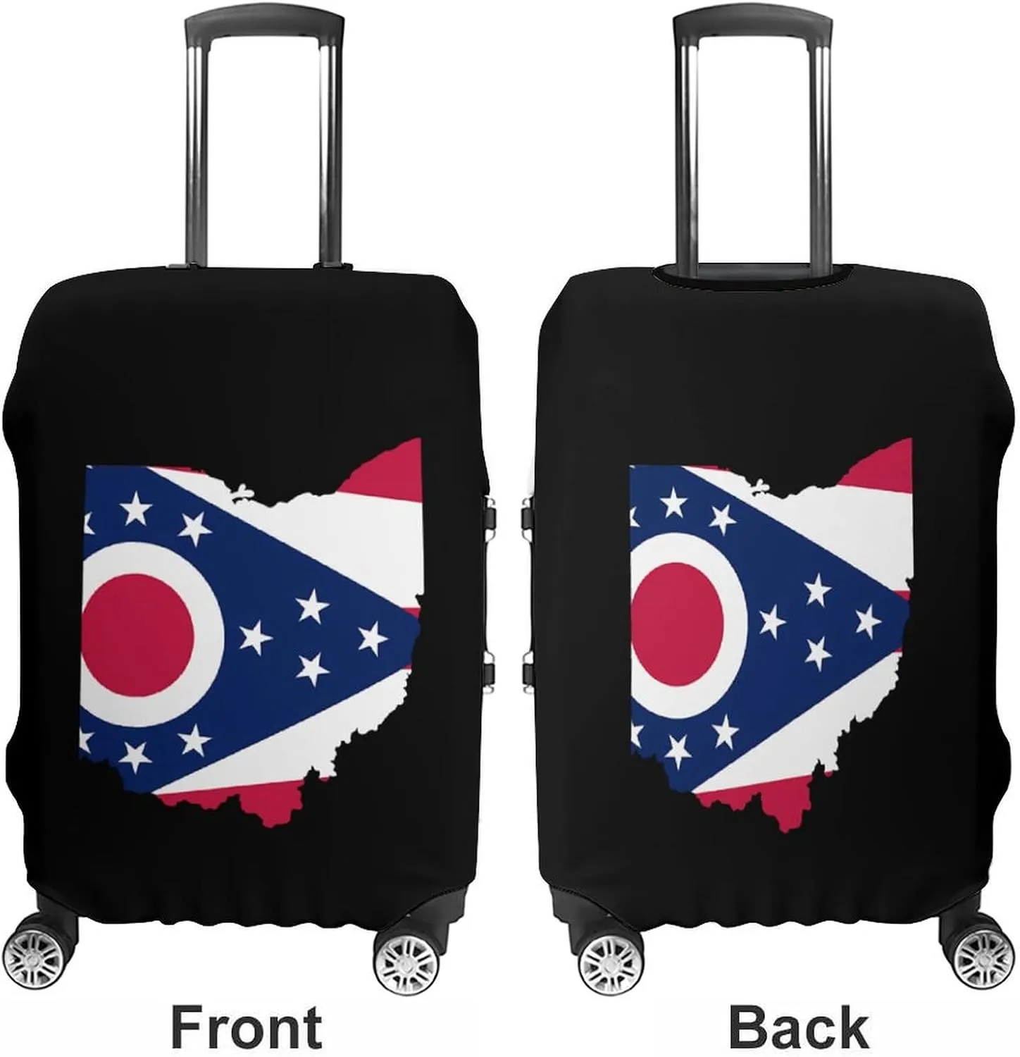 Ohio Map Flag Fashion Luggage Cover Protector Washable Elastic Suitcase Cover Anti-Scratch