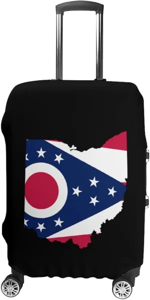 Ohio Map Flag Fashion Luggage Cover Protector Washable Elastic Suitcase Cover Anti-Scratch