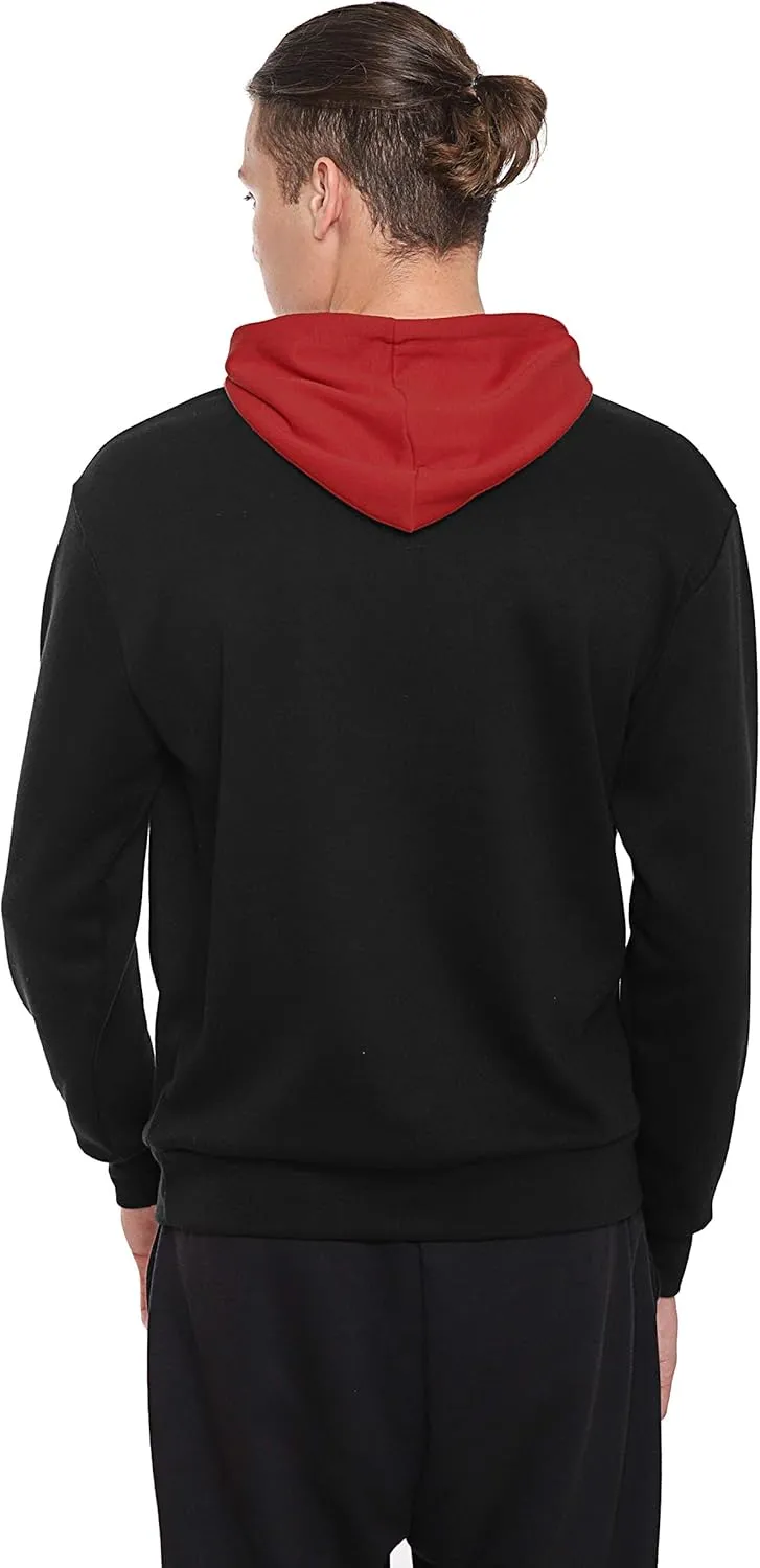 Ohoo Mens Color-Block Hooded Sweatshirt with Kangaroo Pocket Slim Fit Lightweight Pullover