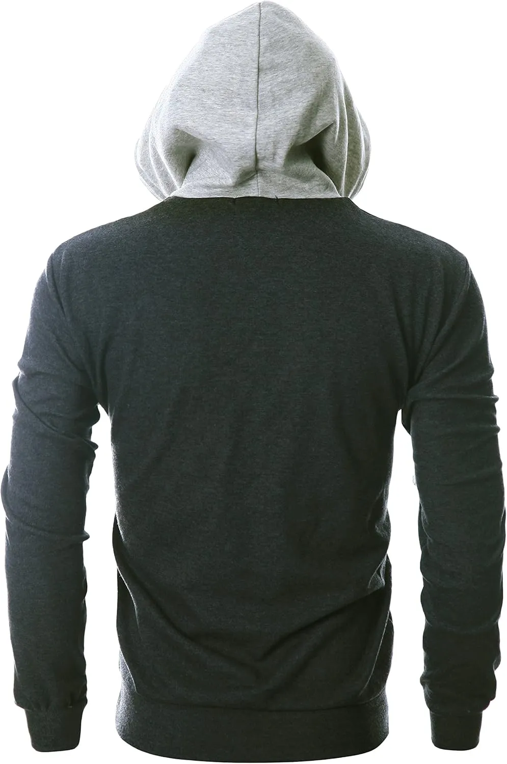 Ohoo Mens Color-Block Hooded Sweatshirt with Kangaroo Pocket Slim Fit Lightweight Pullover