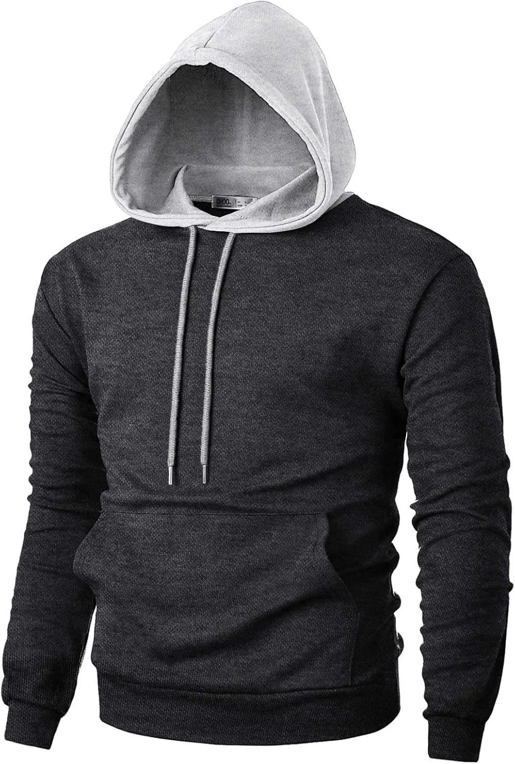 Ohoo Mens Color-Block Hooded Sweatshirt with Kangaroo Pocket Slim Fit Lightweight Pullover