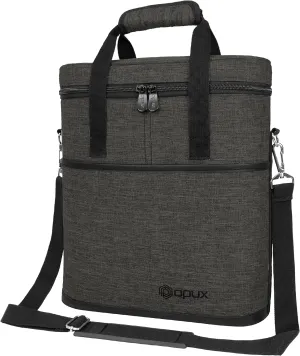 OPUX 3 Bottle Wine Carrier Tote, Insulated Wine Cooler Bag, Leakproof Travel Wine Tote for Picnic Travel BYOB, Padded Portable Wine Bottle Carrier, Gift for Wine Lover Women, Charcoal Grey