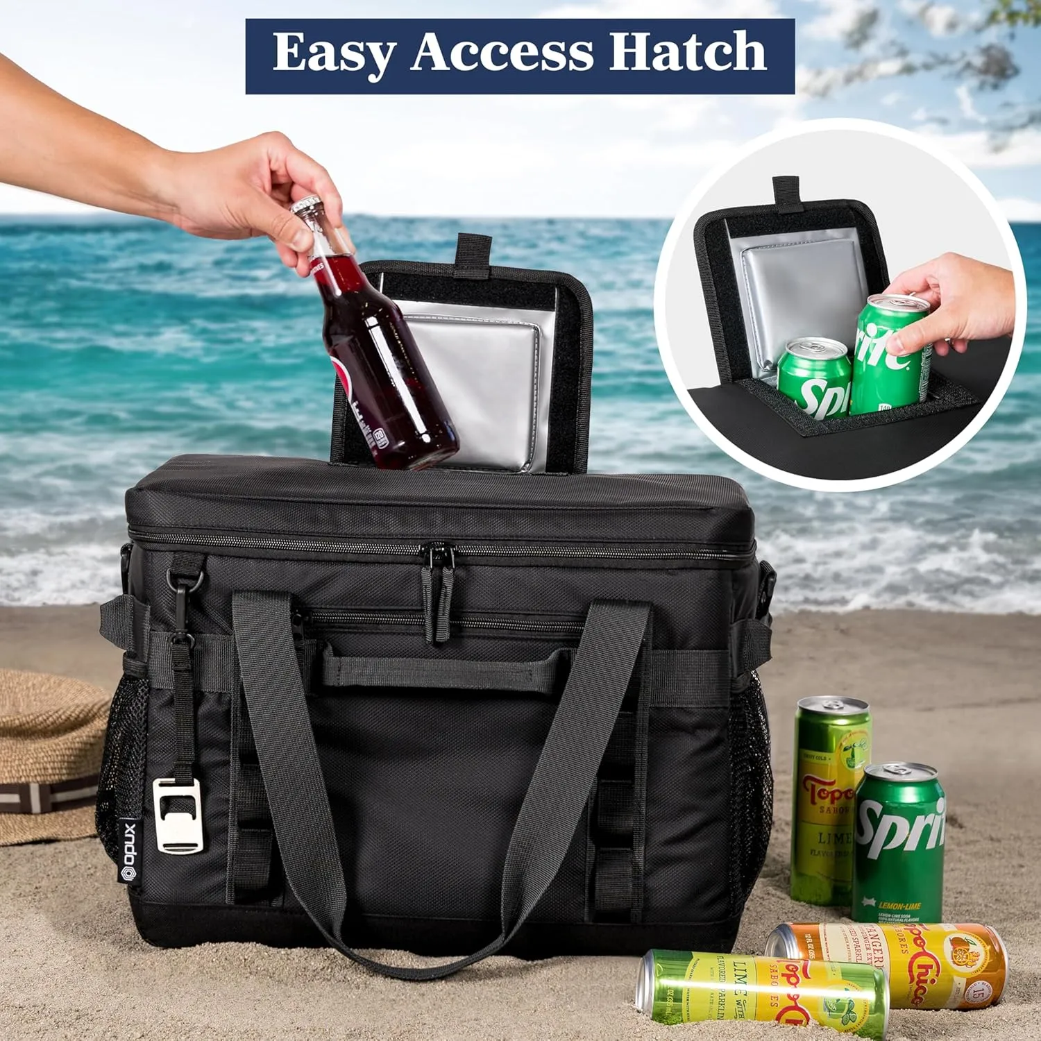 OPUX Cooler Bag, 48 Cans Insulated Soft Collapsible Portable Cooler, Soft Sided Leakproof Cooler for Beach Camping with Shoulder Strap, Ice Chest for Travel Road Trip Picnic, Black