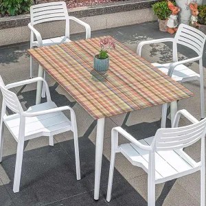 Orange Light Blue Elastic Edged Table Covers Retro Red Checkered Modern Fitted Rectangular Table Cloth with Elastic Rim Abstract Fits up 5 Foot Tables