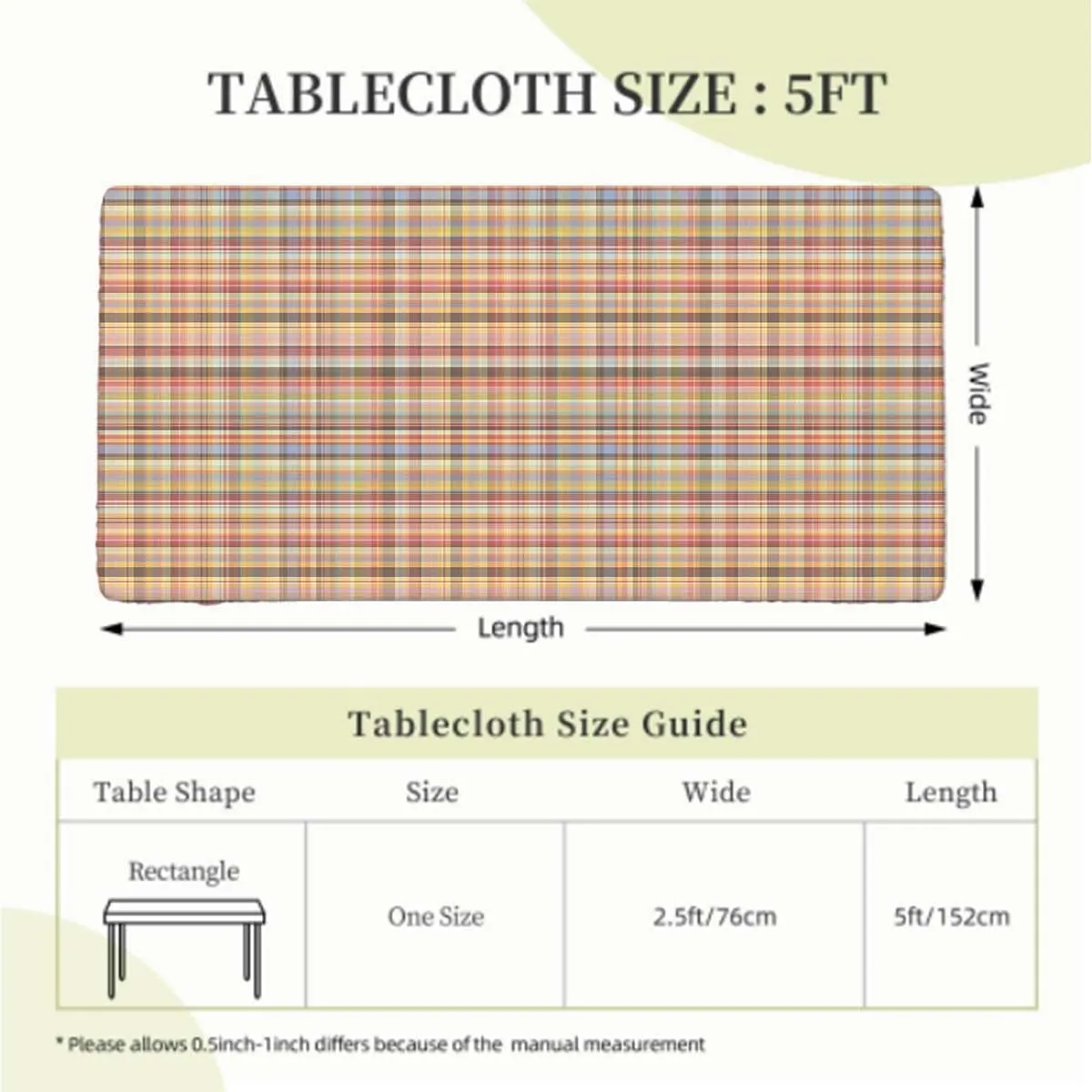 Orange Light Blue Elastic Edged Table Covers Retro Red Checkered Modern Fitted Rectangular Table Cloth with Elastic Rim Abstract Fits up 5 Foot Tables