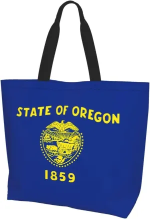 Oregon State Flag Large one-shoulder shopping bag, women's one-shoulder casual handbag, reusable multi-purpose shopping bag