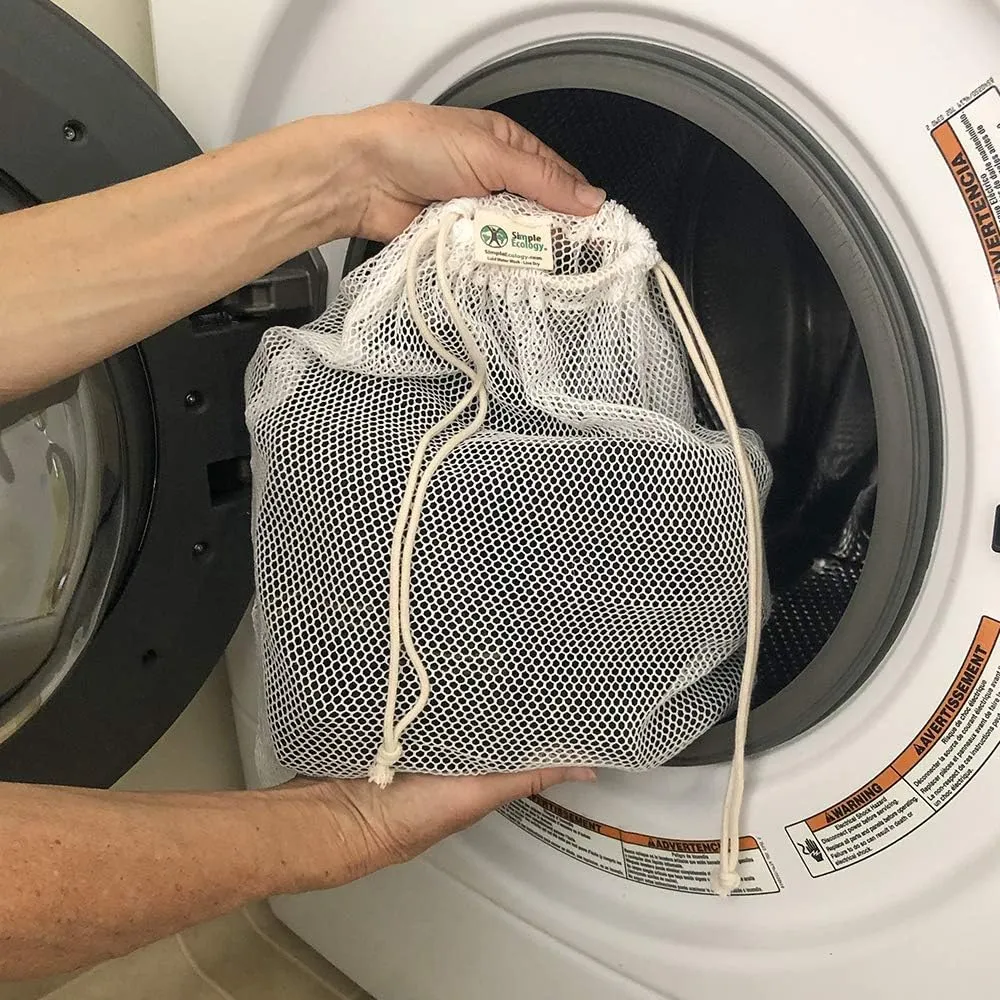 Organic Cotton Mesh Laundry Bag; Machine Washing Bags for Delicates, Lingerie and Garments, Set of 3 (S, M, L)