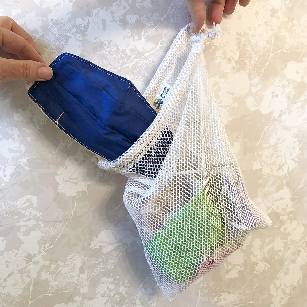Organic Cotton Mesh Laundry Bag; Machine Washing Bags for Delicates, Lingerie and Garments, Set of 3 (S, M, L)