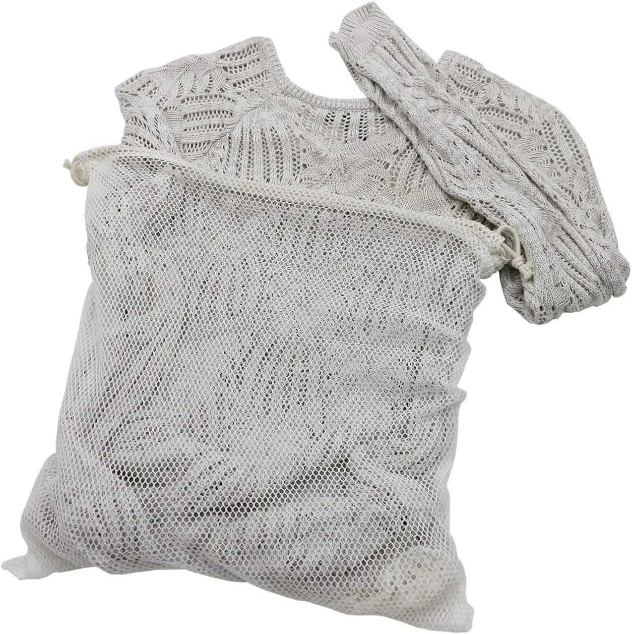 Organic Cotton Mesh Laundry Bag; Machine Washing Bags for Delicates, Lingerie and Garments, Set of 3 (S, M, L)