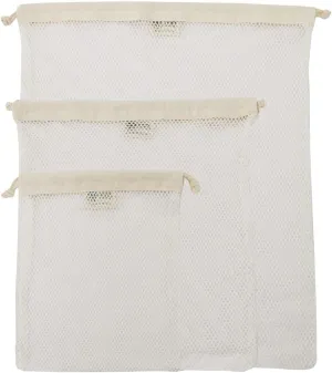 Organic Cotton Mesh Laundry Bag; Machine Washing Bags for Delicates, Lingerie and Garments, Set of 3 (S, M, L)