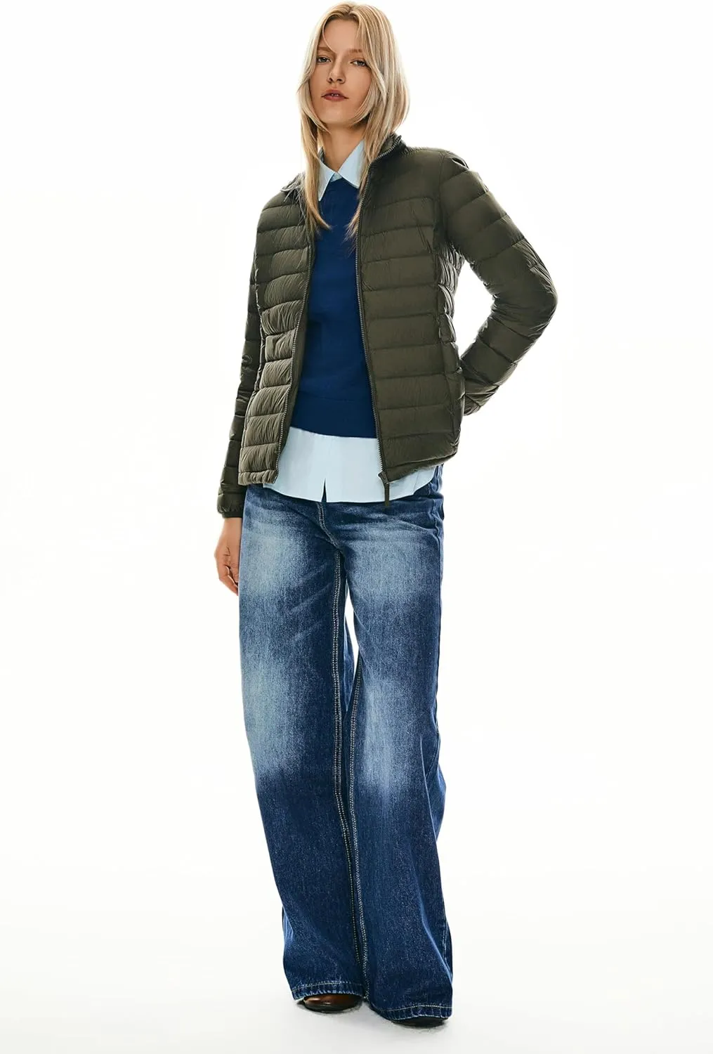 Orolay Women's Lightweight Packable Down Jacket Quilted Puffer Coat with Stand Collar