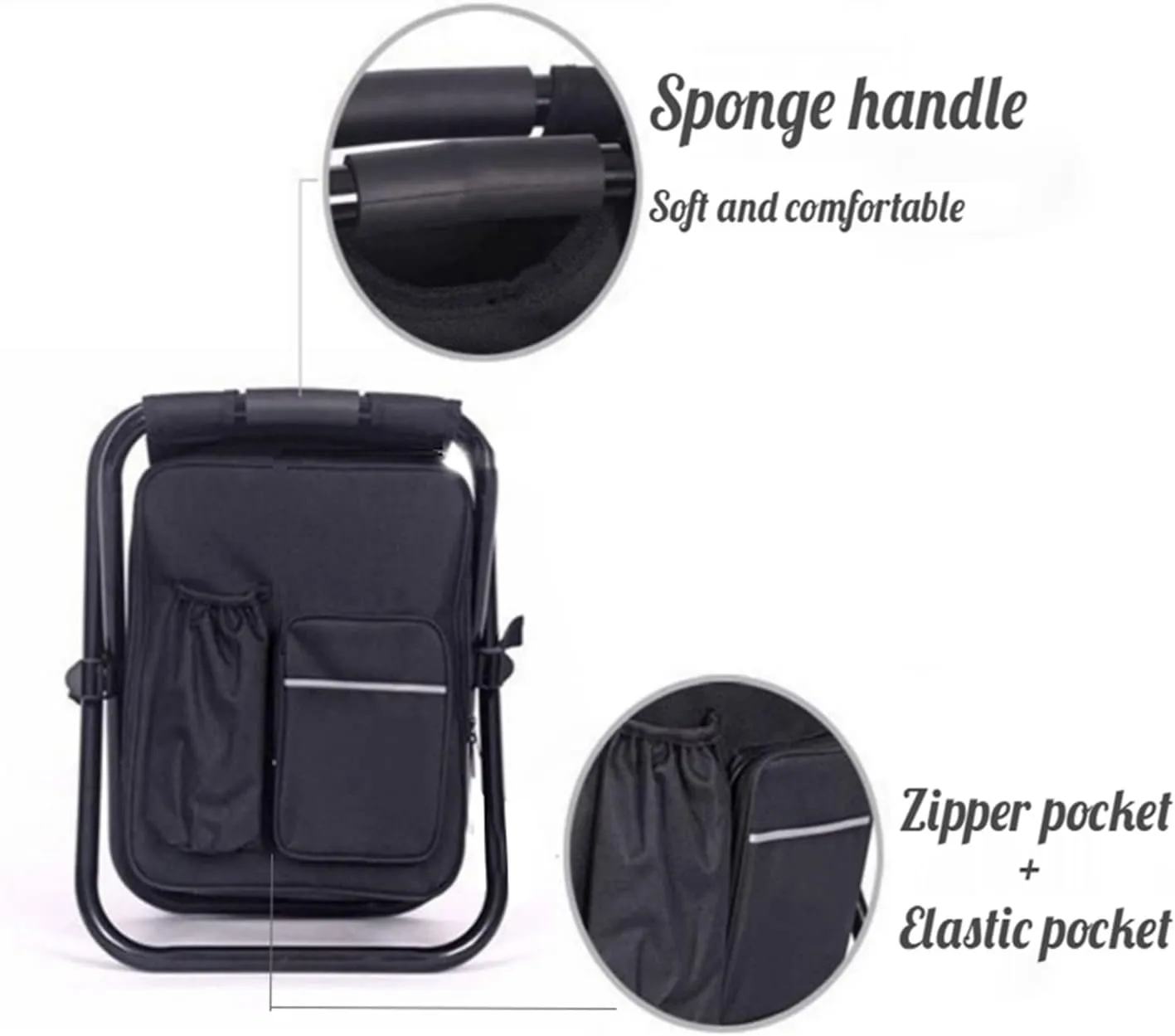 Outdoor Folding Chair with Ice Pack Camping Fishing Stool Portable Backpack Cooler Insulated Picnic Bag Hiking Seat Furniture