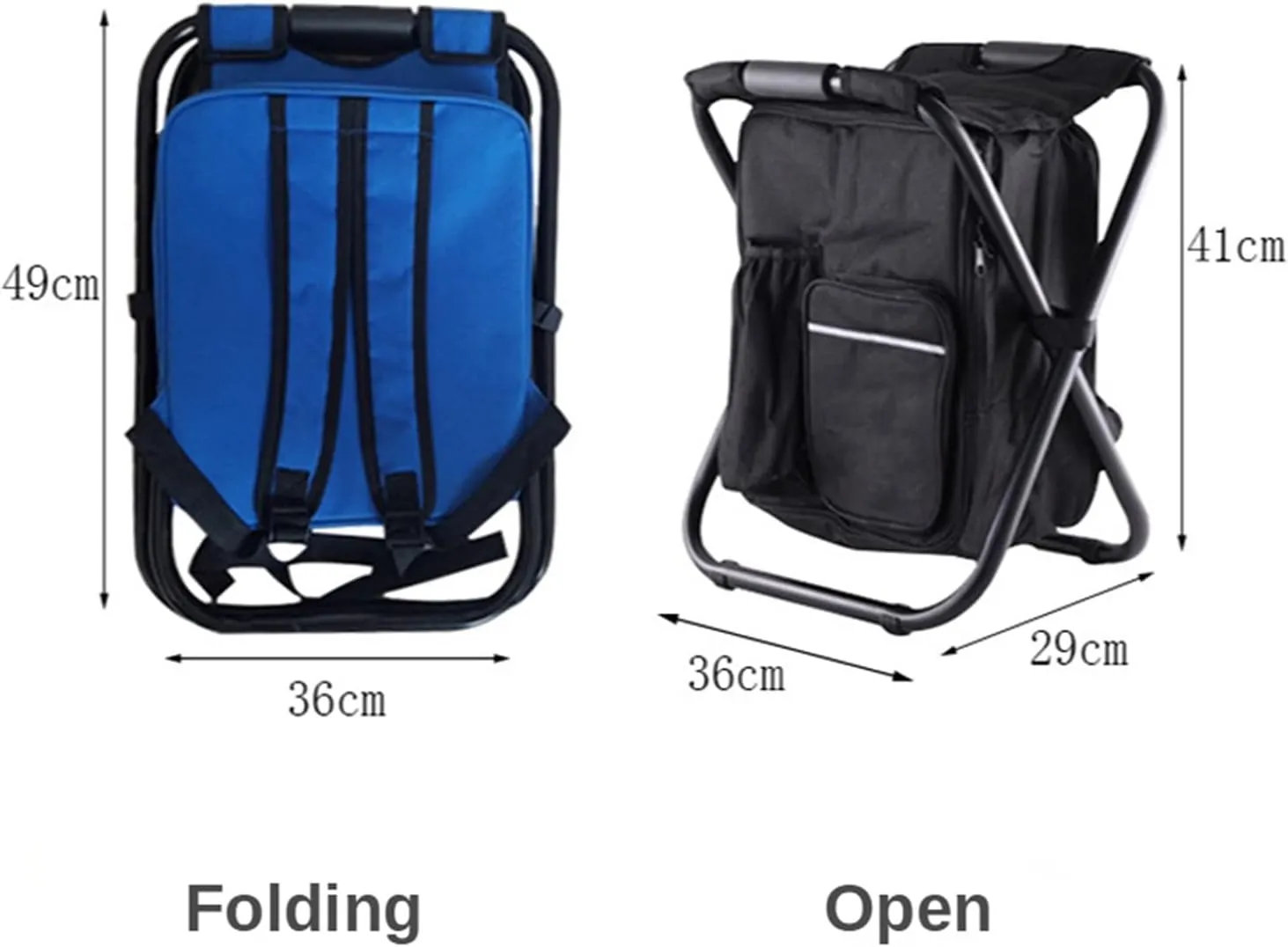 Outdoor Folding Chair with Ice Pack Camping Fishing Stool Portable Backpack Cooler Insulated Picnic Bag Hiking Seat Furniture