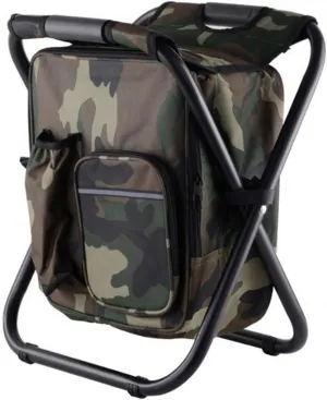 Outdoor Folding Chair with Ice Pack Camping Fishing Stool Portable Backpack Cooler Insulated Picnic Bag Hiking Seat Furniture