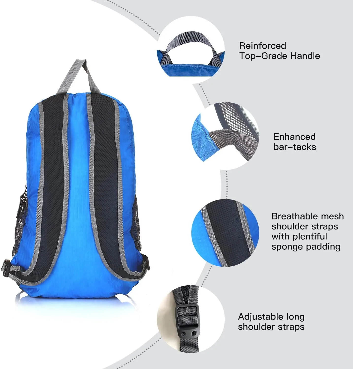 Outlander Packable Handy Lightweight Travel Hiking Backpack Daypack-Light Blue