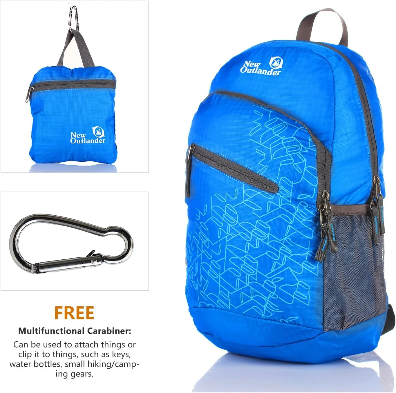 Outlander Packable Handy Lightweight Travel Hiking Backpack Daypack-Light Blue