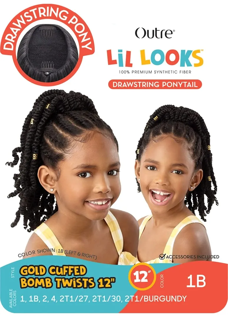 Outre Lil Looks Drawstring Ponytail GOLD CUFFED BOMB TWISTS 12" (2)